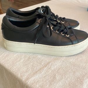 J/Slides Black Leather Sneakers—Size 7 shoes tennis casual j slides jslides
